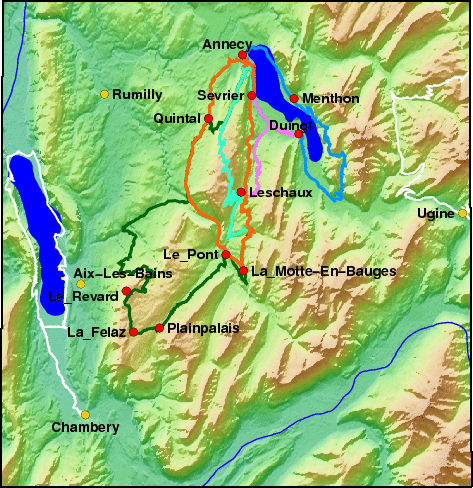 Karte: Touren um Annecy